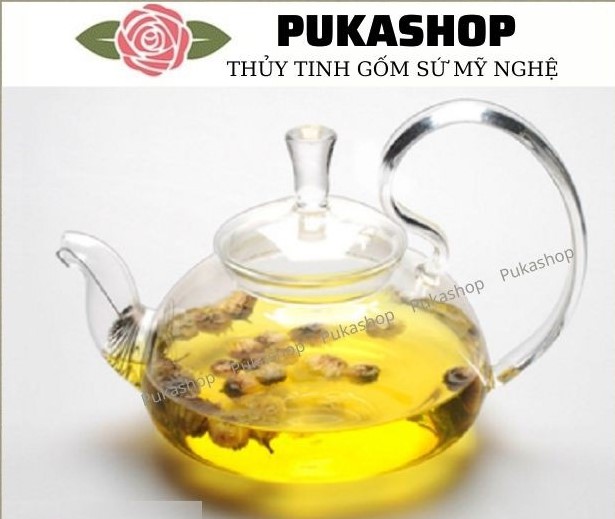 Ấm Thủy Tinh Quai Vổng Size 600ml Puka A2